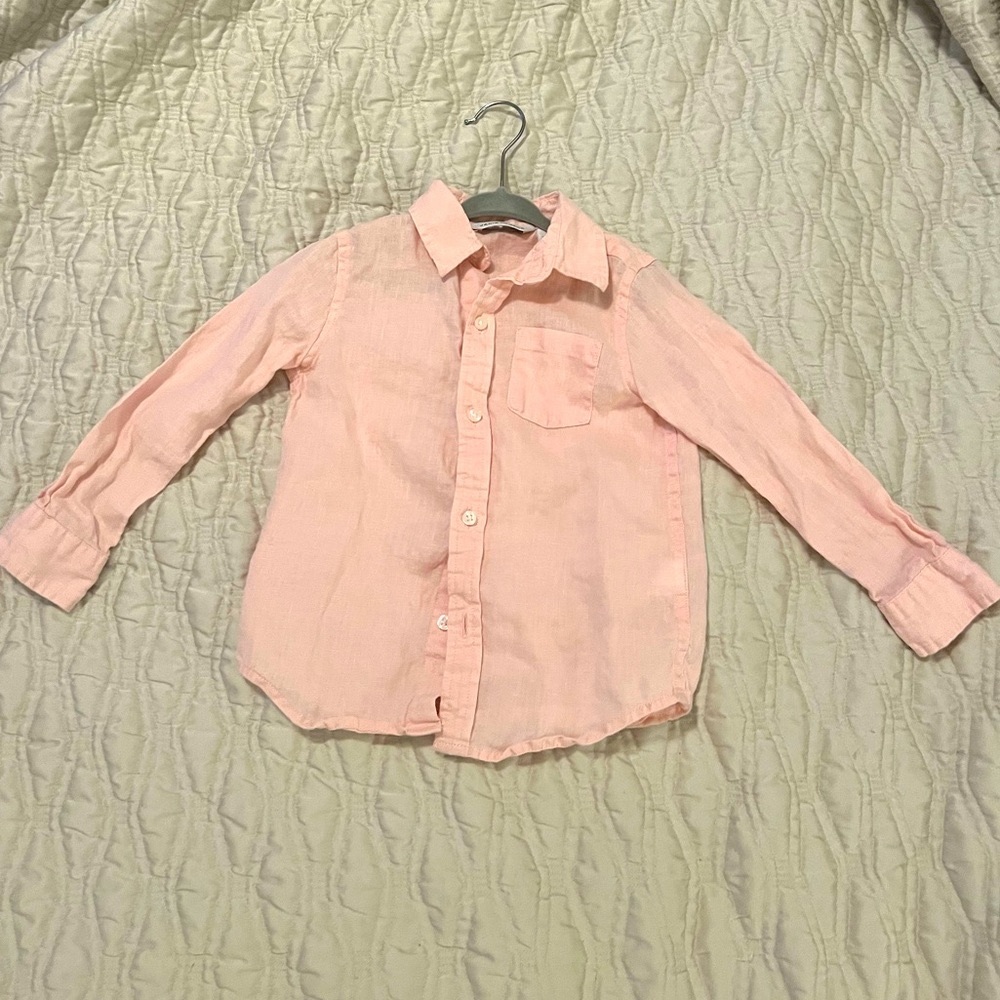 Janie and Jack Toddler boys linen roll cuff shirt - size 2T